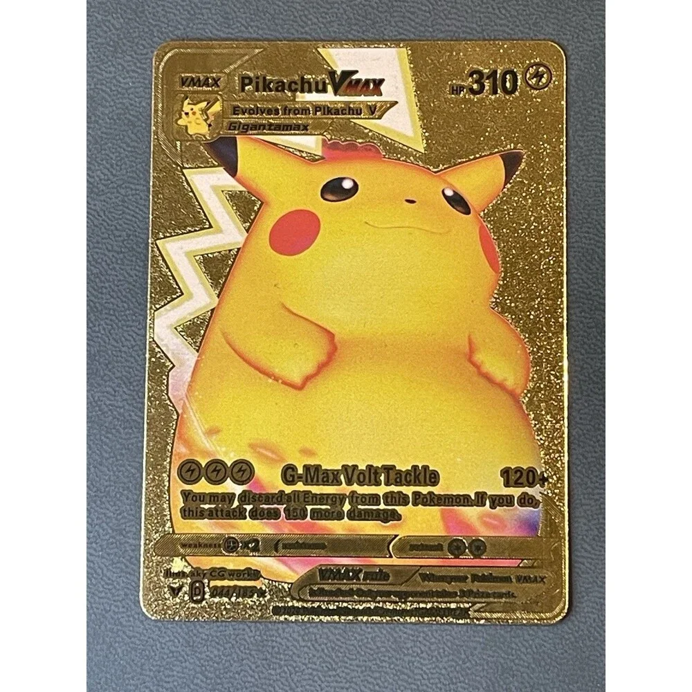 Pokemon Pikachu Rainbow Gold Full Art Fan Art Novelty Card Lot (5) VMAX Tag Team
